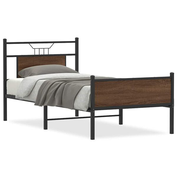 vidaXL Cadre de lit sans matelas ch&ecirc;ne marron 90x190cm bois ing&eacute;nierie