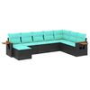 vidaXL Salon de jardin 8 pcs avec coussins noir r&eacute;sine tress&eacute;e