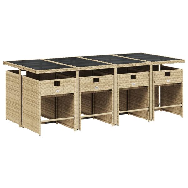 vidaXL Ensemble &agrave; manger de jardin et coussins 9 pcs m&eacute;lange beige