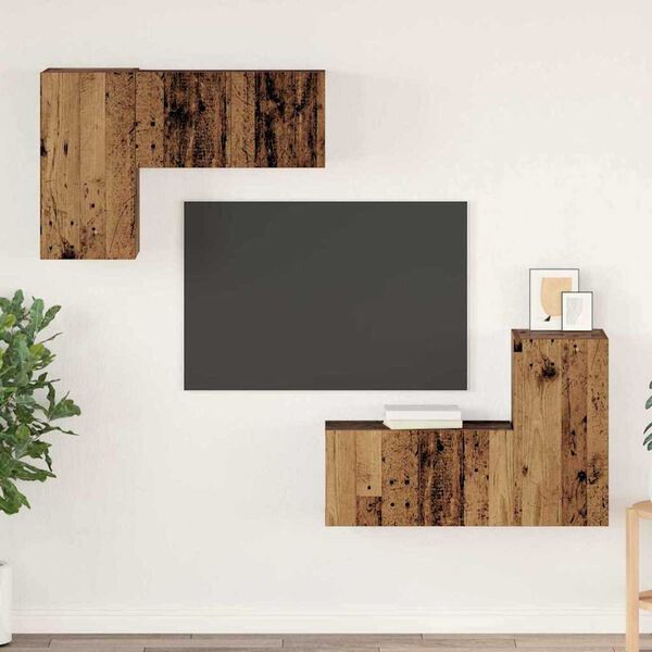 vidaXL Ensemble meuble TV 4 pcs Bois Ancien Bois d'ing&eacute;nierie