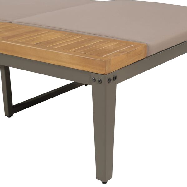 vidaXL Chaise longue avec coussins Bois d'acacia solide Marron