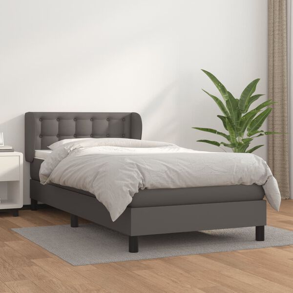 vidaXL Sommier &agrave; lattes de lit avec matelas Gris 80x200 cm Similicuir