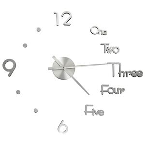 vidaXL Horloge murale 3D Design moderne Argent&eacute; 100 cm XXL
