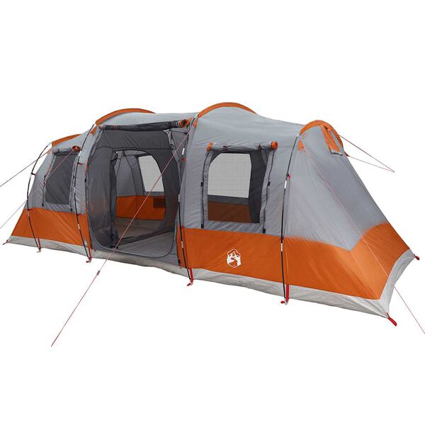 vidaXL Tente de camping tunnel 4 personnes gris et orange imperm&eacute;able
