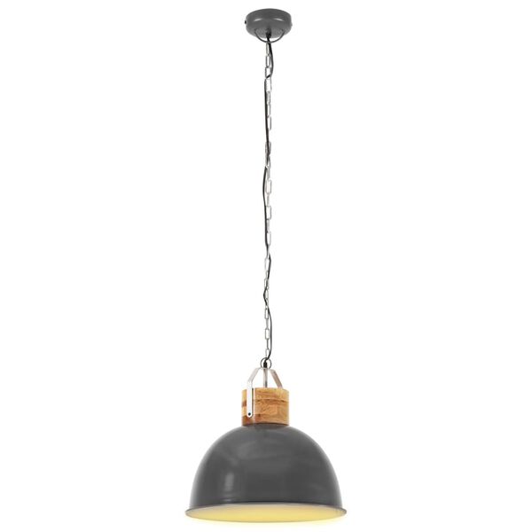 vidaXL Lampe suspendue industrielle Gris Rond 51 cm E27 Manguier