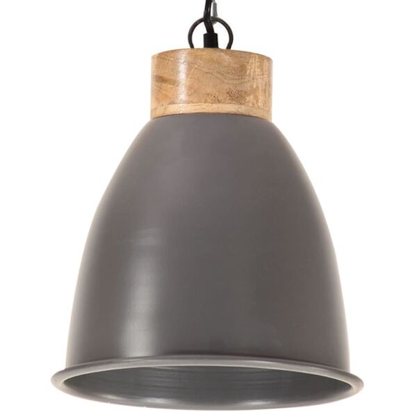 vidaXL Lampe suspendue industrielle Gris Fer et bois solide 23 cm E27