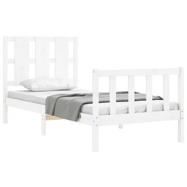 vidaXL Cadre de lit sans matelas blanc 90x190 cm bois de pin massif