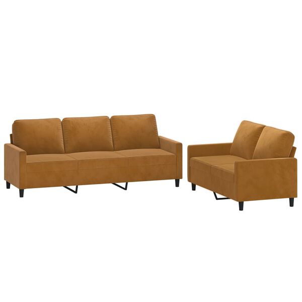 vidaXL Ensemble de canap&eacute;s 2 pcs avec coussins Marron Velours