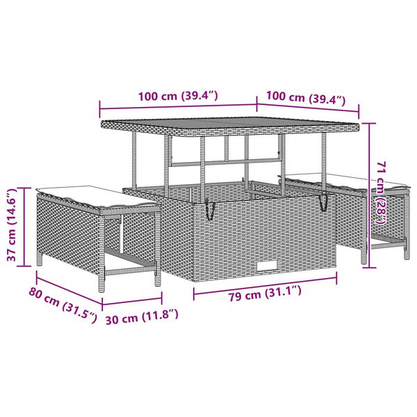 vidaXL Ensemble de canap&eacute; de jardin avec coussin Noir Poly rotin