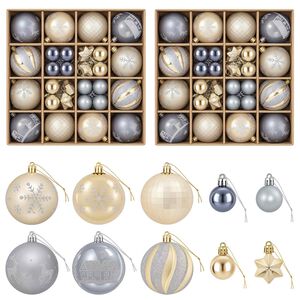 vidaXL Ensemble de boules de No&euml;l 88 pc Dor&eacute; et gris &Oslash; 6 cm Plastique