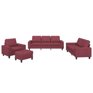 vidaXL Ensemble de canap&eacute;s 4 pcs rouge bordeaux tissu