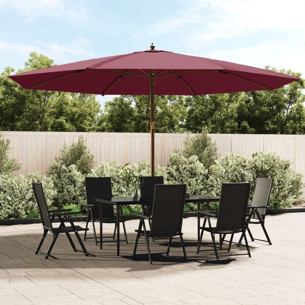 vidaXL Parasol de jardin avec m&acirc;t en bois rouge bordeaux 400x273 cm