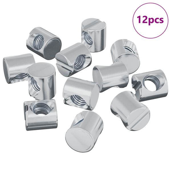 vidaXL &Eacute;crous &agrave; baril 12 pcs Argent&eacute; M6 x 12 mm M&eacute;tал