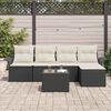 vidaXL Ensemble de canapé de jardin avec coussin 6 pcs Noir Poly rotin