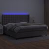 vidaXL Sommier &agrave; lattes de lit matelas LED Gris 200x200 cm Similicuir