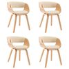 vidaXL Chaises &agrave; manger lot de 4 cr&egrave;me bois courb&eacute; et similicuir