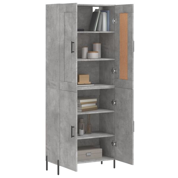 vidaXL Buffet haut Gris b&eacute;ton 69,5x34x180 cm Bois d'ing&eacute;nierie