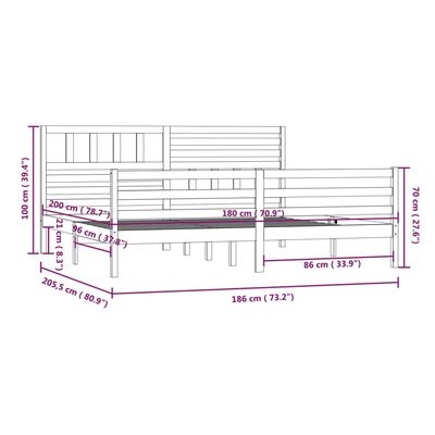 vidaXL Cadre de lit sans matelas 180x200 cm bois massif