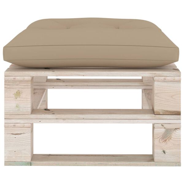 vidaXL Repose-pied palette de jardin avec coussin beige bois de pin
