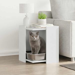vidaXL Meuble de bac &agrave; liti&egrave;re pour chat blanc bois d'ing&eacute;nierie