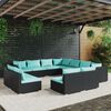 vidaXL Salon de jardin 11 pcs avec coussins Noir R&eacute;sine tress&eacute;e
