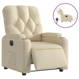 vidaXL Fauteuil inclinable &eacute;lectrique Cr&egrave;me Tissu