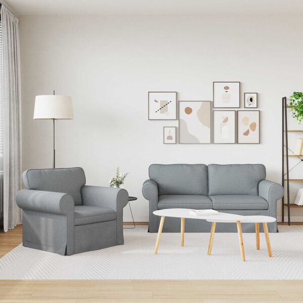 vidaXL Canap&eacute; 140cm 2 pcs Gris clair M&eacute;tал