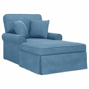 vidaXL Chaise lounge avec jupe 3 pc Bleu Tissu en velours c&ocirc;tel&eacute;