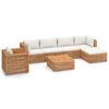 vidaXL Salon de jardin 7 pcs avec coussin cr&egrave;me Bois de teck solide