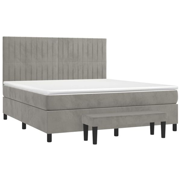 vidaXL Sommier &agrave; lattes de lit et matelas Gris clair 160x200cm Velours