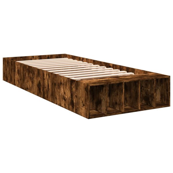 vidaXL Cadre de lit sans matelas ch&ecirc;ne fum&eacute; 90x190 cm
