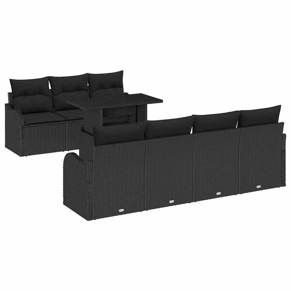 vidaXL Ensemble de canap&eacute; de jardin avec coussin 8 pcs Noir Poly rotin