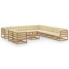 vidaXL Salon de jardin 12 pcs avec coussins marron miel bois de pin