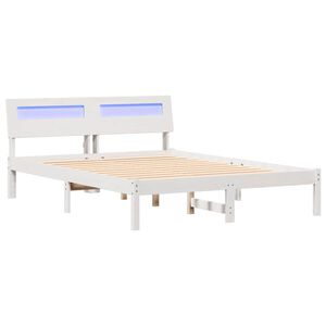 vidaXL Cadre de lit avec t&ecirc;te de lit Blanc 140 x 190 cm Pin massif