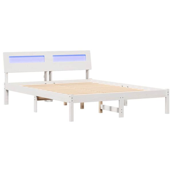 vidaXL Cadre de lit avec t&ecirc;te de lit Blanc 140 x 190 cm Pin massif