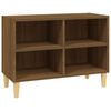 vidaXL Meuble TV avec pieds en bois massif Ch&ecirc;ne marron 69,5x30x50 cm
