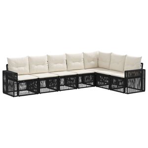 vidaXL Ensemble de canap&eacute; de jardin 7 pc Noir et blanc cr&egrave;me polyrotin