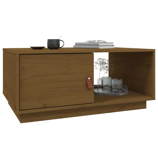 vidaXL Table basse Marron miel 80x50x35,5 cm Bois massif de pin