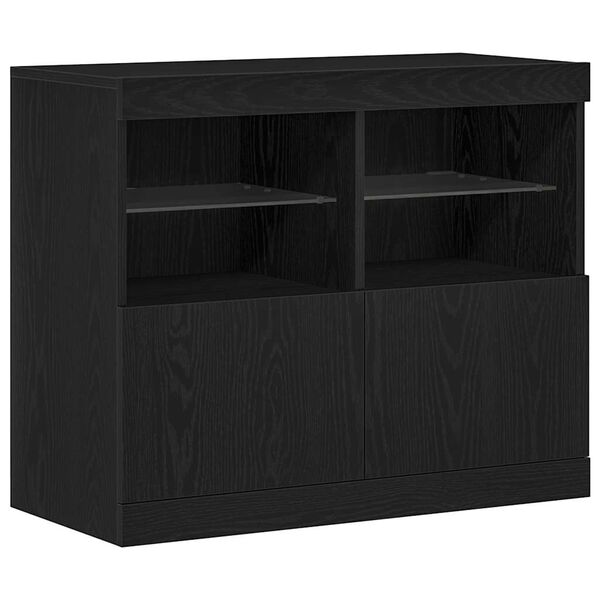 vidaXL Buffet LED Noir 81 x 37 x 66,5 cm Bois d'ing&eacute;nierie