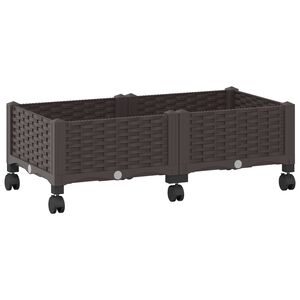 vidaXL Jardini&egrave;re avec Roues Marron 80 x 40 x 29 cm PP