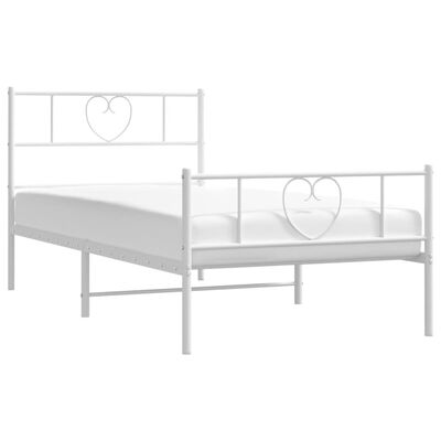 vidaXL Cadre de lit métal sans matelas et pied de lit blanc 100x190 cm