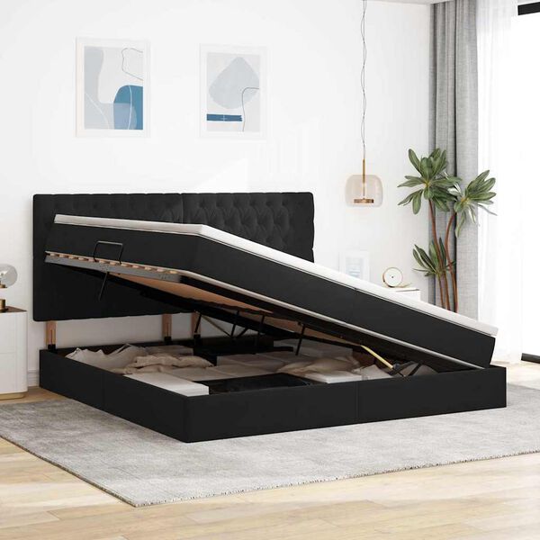 vidaXL Lit avec rangement et LED avec LED Noir 200 x 200 cm Velours