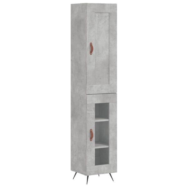 vidaXL Buffet haut Gris b&eacute;ton 34,5x34x180 cm Bois d'ing&eacute;nierie