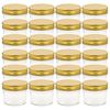 vidaXL 24 pcs Pots &agrave; confiture avec couvercles dor&eacute;s Verre 110 ml