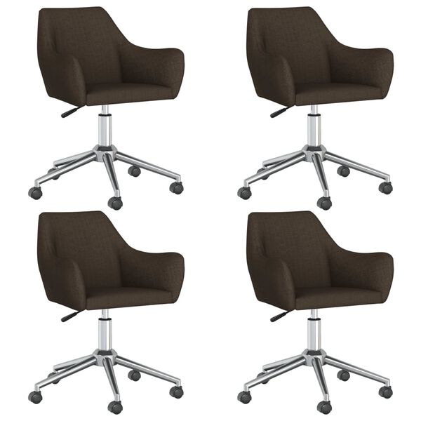 vidaXL Chaises pivotantes &agrave; manger lot de 4 marron fonc&eacute; tissu