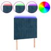 vidaXL T&ecirc;te de lit &agrave; LED Bleu fonc&eacute; 80x5x118/128 cm Velours