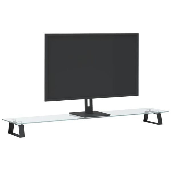 vidaXL Support de moniteur noir 100x20x8 cm verre tremp&eacute; et m&eacute;tal