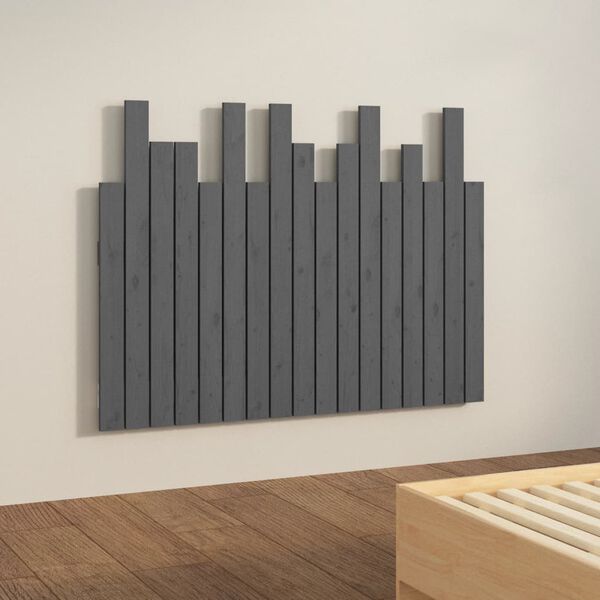 vidaXL T&ecirc;te de lit murale Gris 108x3x80 cm Bois massif de pin