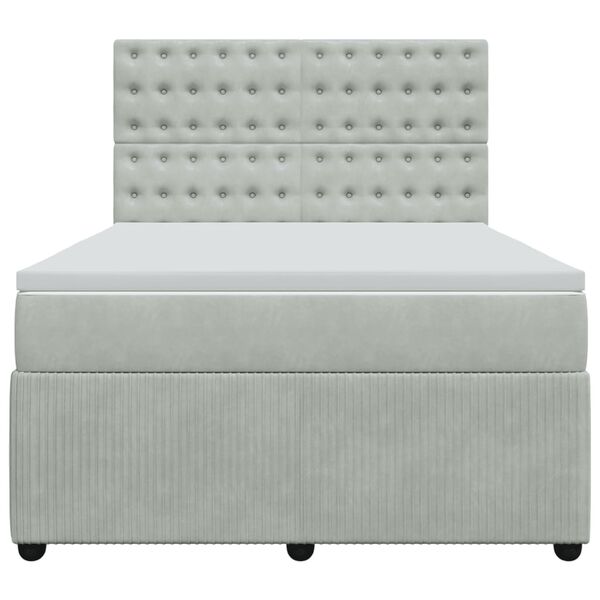 vidaXL Sommier à lattes de lit et matelas Gris clair 160x200cm Velours