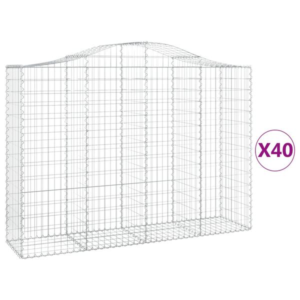 vidaXL Paniers &agrave; gabions arqu&eacute;s 40 pcs 200x50x140/160 cm Fer galvanis&eacute;